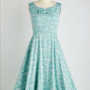 Turquoise 50s Style ModCloth bow detail dress